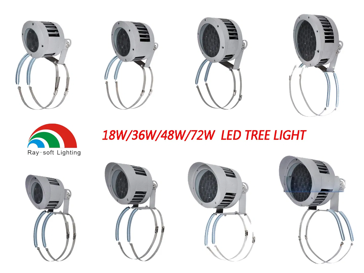 Zhongshan Factory Wholesale 18W/36W/48W/72W LED IP65 Outdoor Waterproof Post Tree Strap Holding Uplight