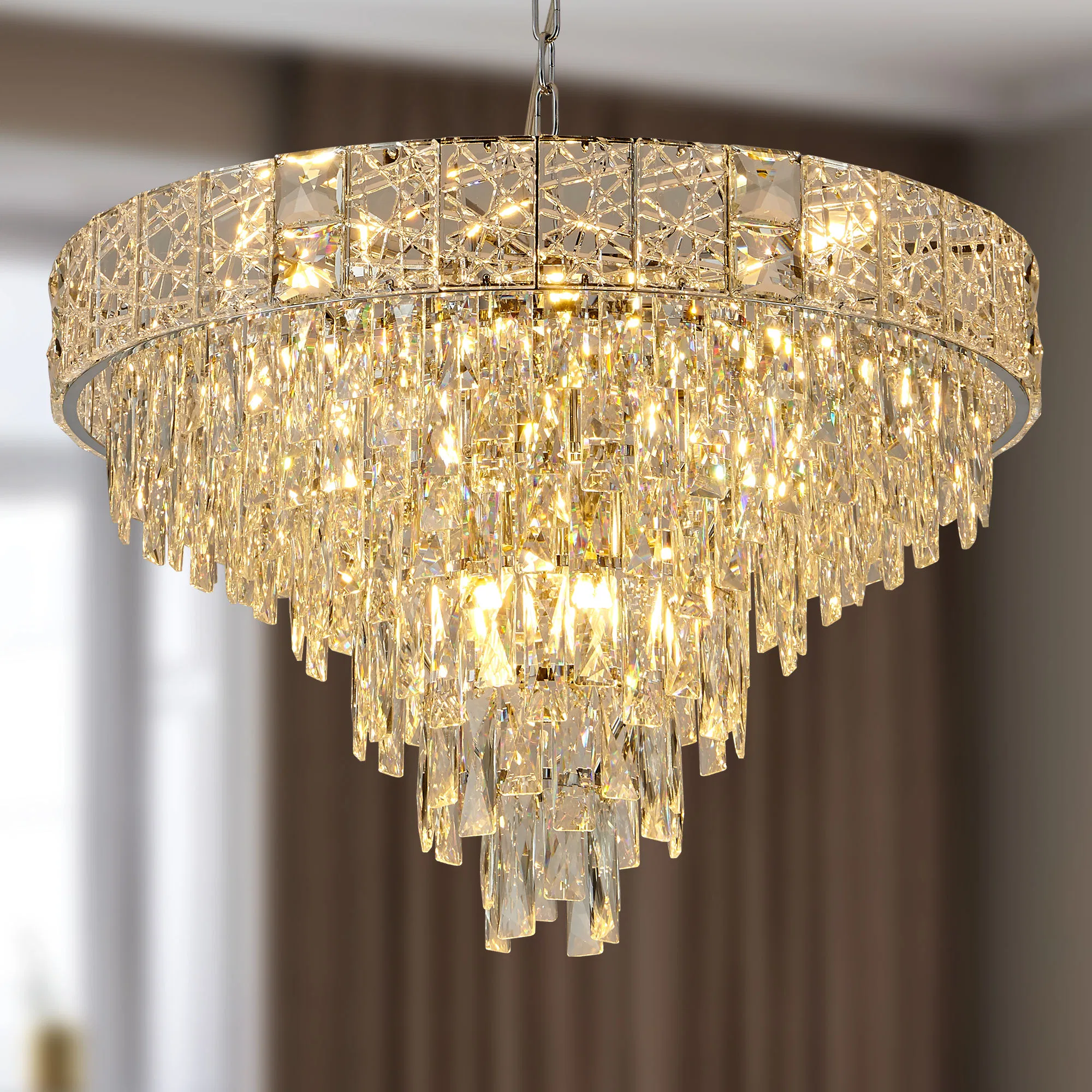 Elegant Crystal Candle Pendant Ceiling Light for Modern Dining Room