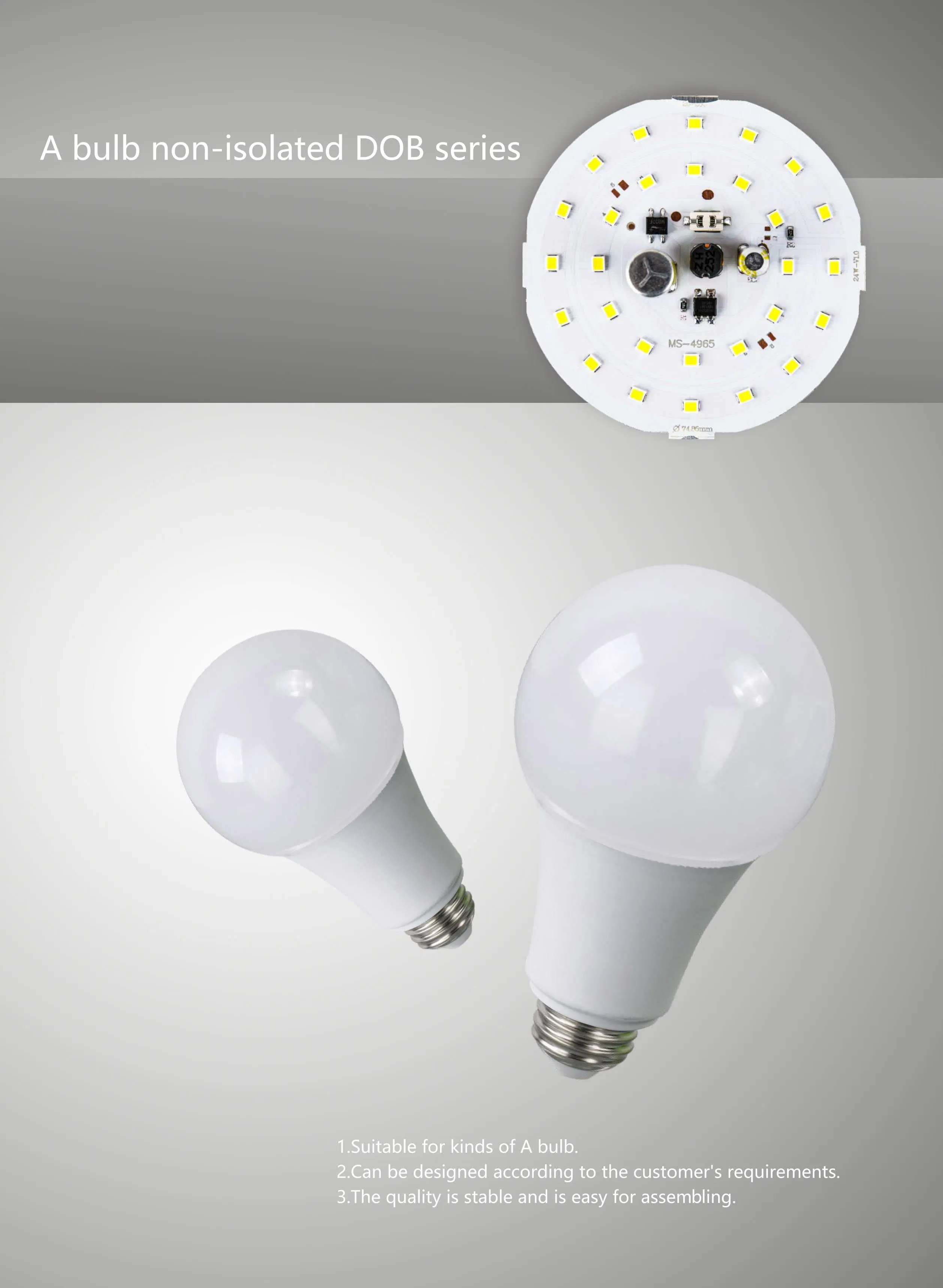 High-Efficiency 9W Dob Aluminium Base LED Bulb with Original PCB Board