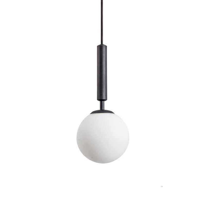 Nordic Modern Minimalist Single Head Milky White Spherical Glass Chandelier Pendant Light for Bedroom Dining Room Living Room