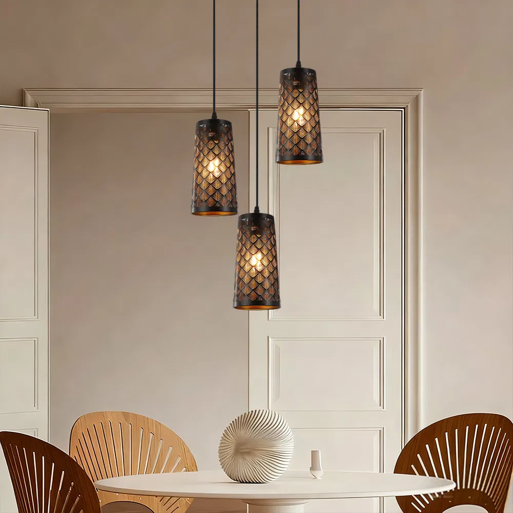 Ceiling Hanging Pendant Light Charming Dining Room Chandelier with Three Stylish Shades