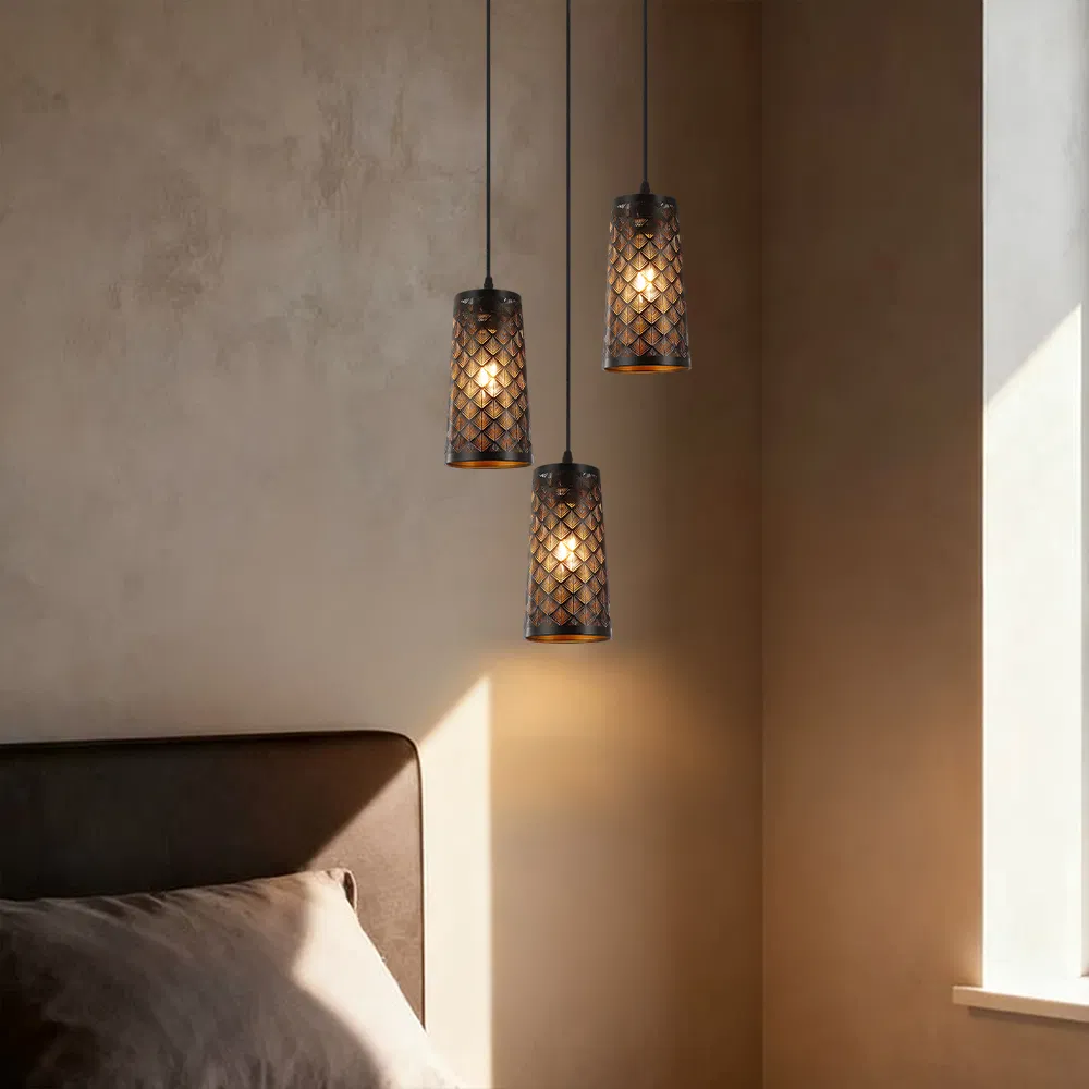 Ceiling Hanging Pendant Light Charming Dining Room Chandelier with Three Stylish Shades