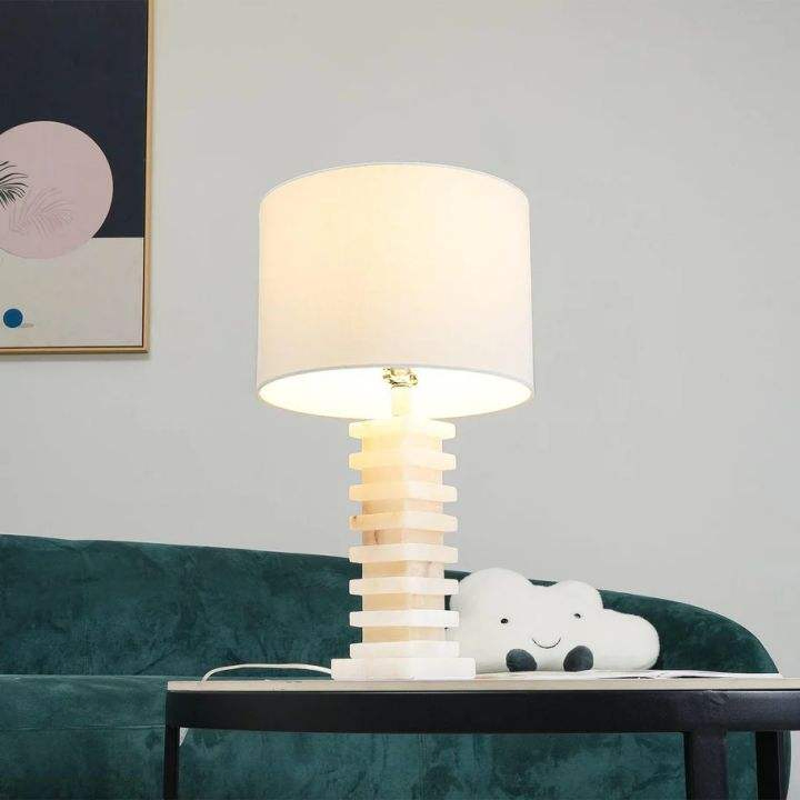 Modern Alabaster Table Lamp Bedroom Nightstand Desk Decor LED Table Lamp