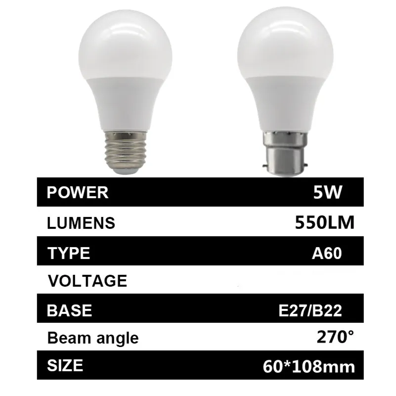 5W LED Bulb Specifications