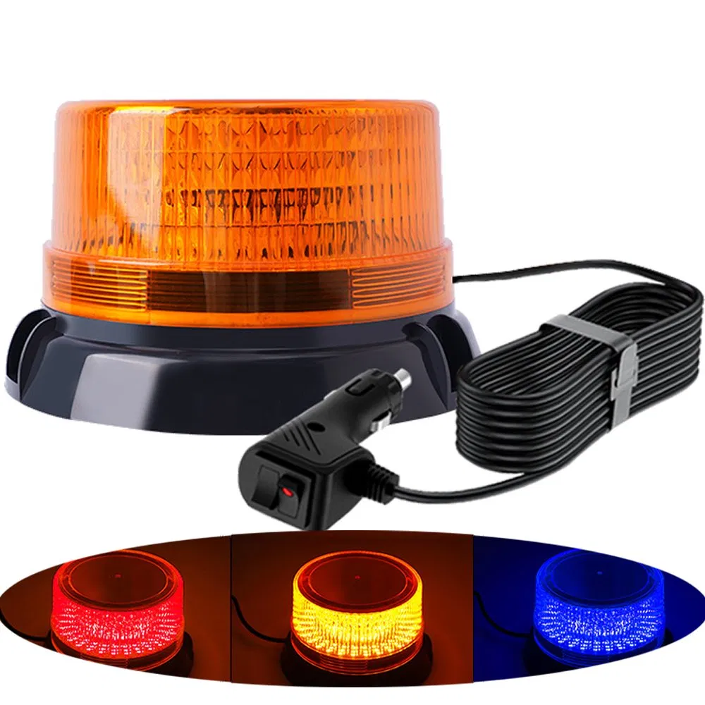 ECE R65 Super Bright 90 LED Amber Flashing Warning Safety Emergency Rotating Strobe Beacon Lights with Magnetic for Truck Forklift