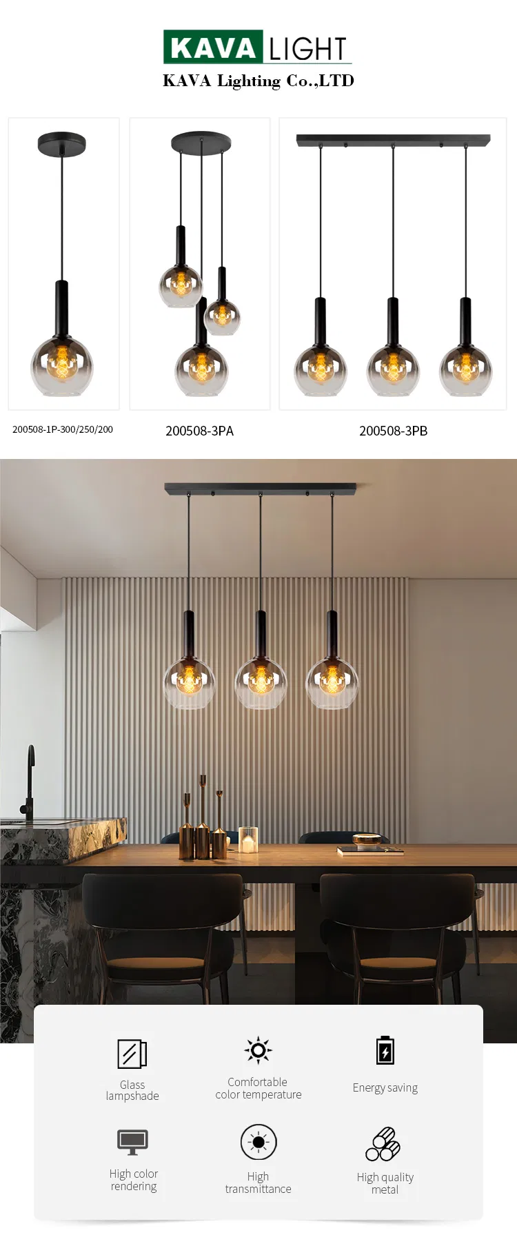 Modern LED Glass Pendant Chandelier 1