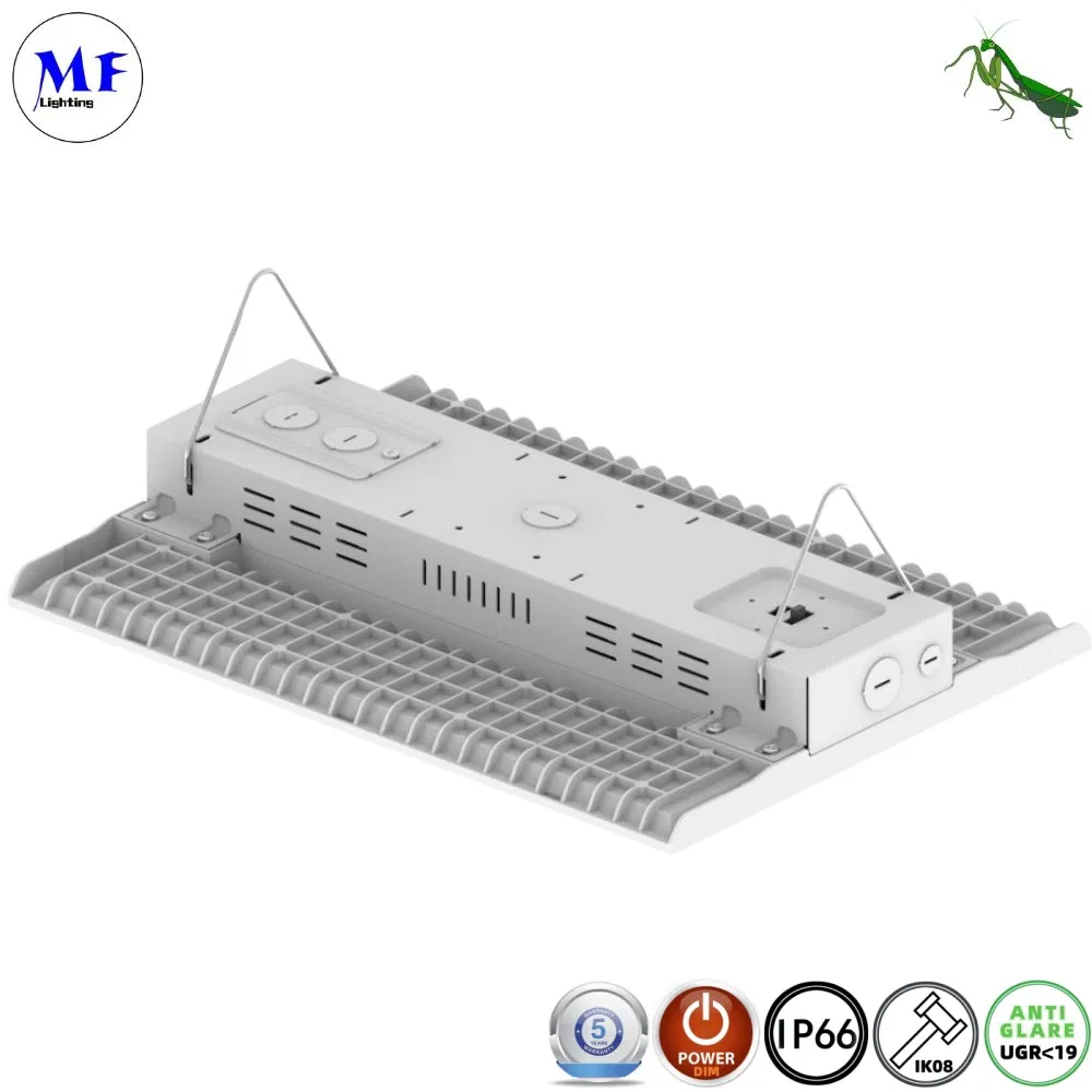 400W 170lm/W IP66 Waterproof Microwave Daylight Sensor Fixture Pendant Linear Industrial Highbay Lamp LED Linear High Bay Light for Work Shop Warehouse