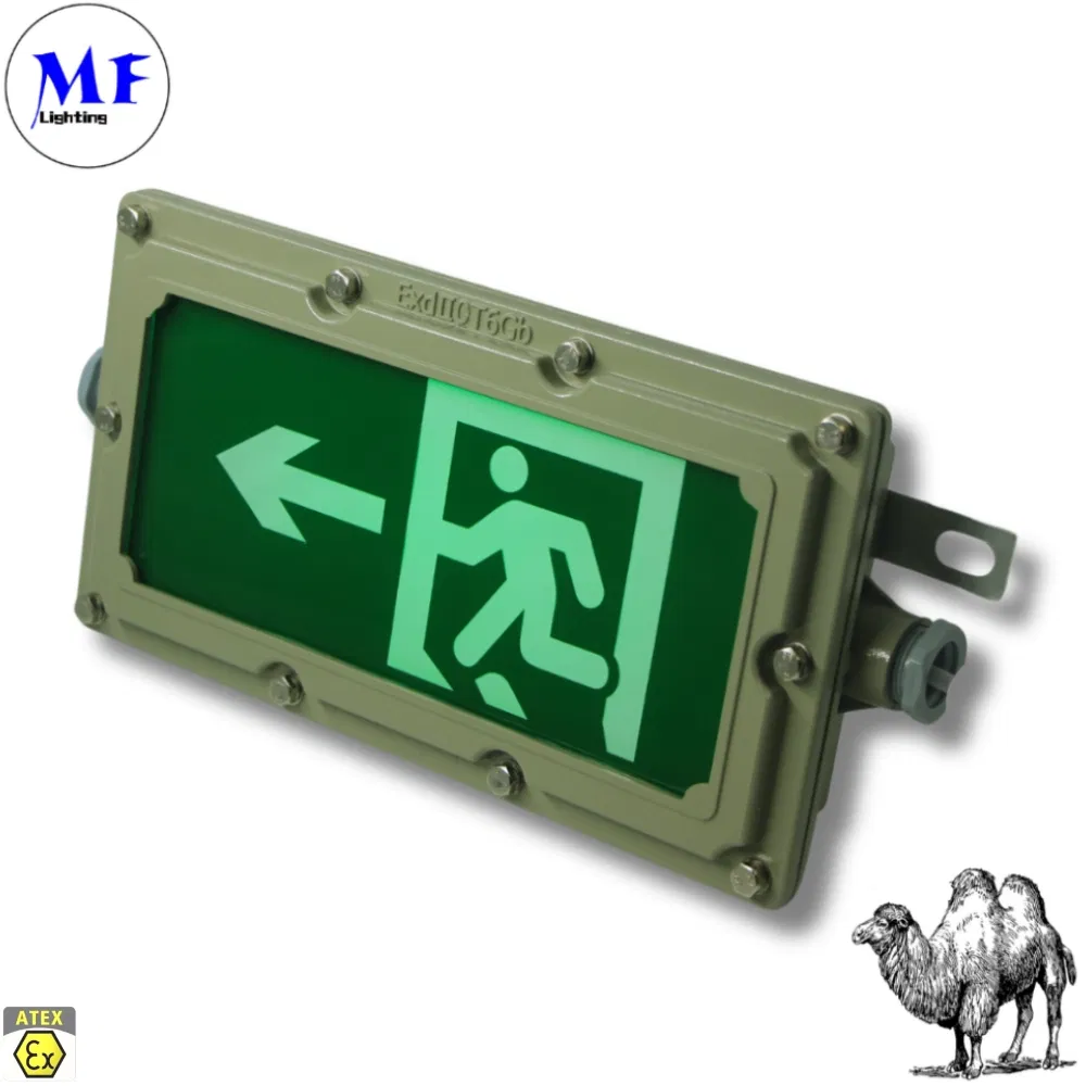 5years Warranty IP65 Waterproof Fireproof Ex ATEX Iecex 4W 3hours Green Explosion Proof LED Emergency Exit Light for Chemical Plant Processing Industrial Park