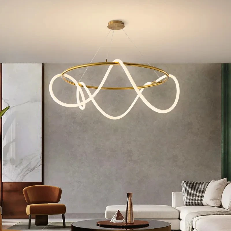 Flexible Modern Pendant Lighting LED Fabric Nylon Long Soft Line Lamp Chandelier