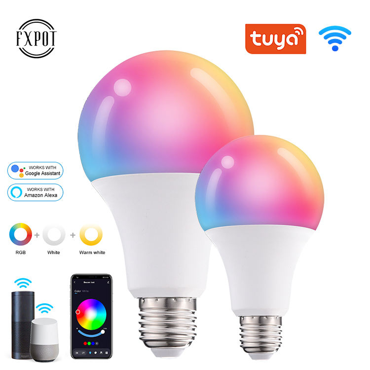 Fxpot New Design WiFi Connect Tuya Smart Bulb Light RGB Dimming B22 E26 E27 10W LED Smart Bulb
