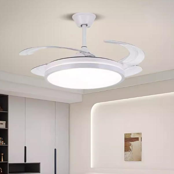 36" Retractable Simple Modern PC LED 30W Invisible DC Fan Ceiling Light