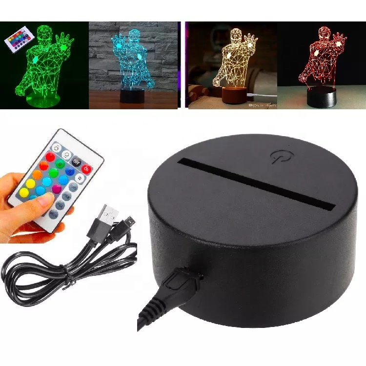 Temu USB Switch Control Acrylic Table Lights Kid's Room Decor LED 3D Night Light Base
