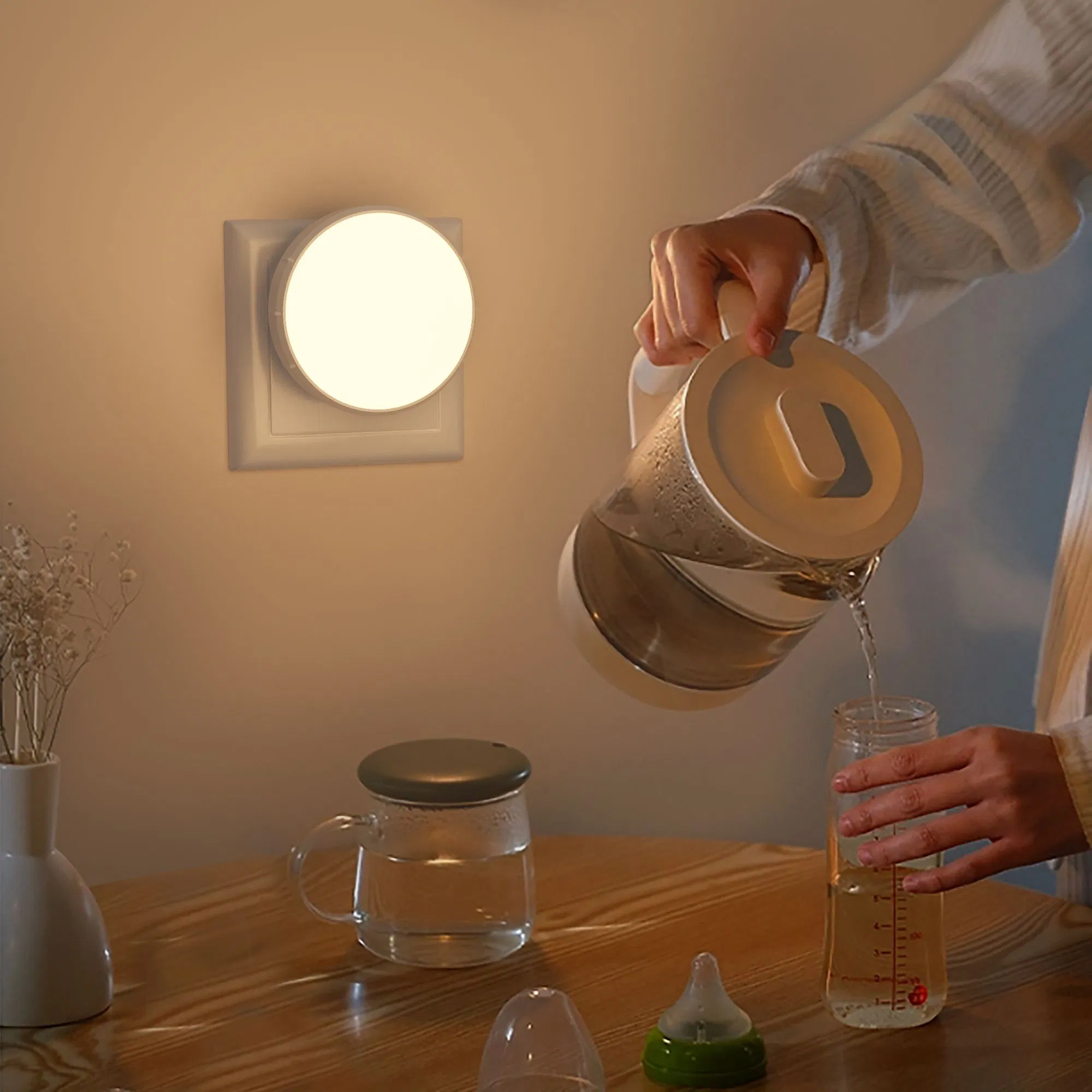 LED Sensor Night Light Soft Glow Plug-in Lamp for Kids Room