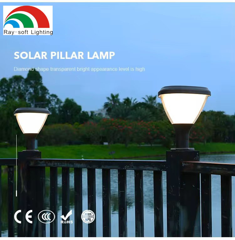 Aluminum Waterproof Solar LED Solar Pillar Light Outdoor Garden Gate Deck Fence Post Lamp