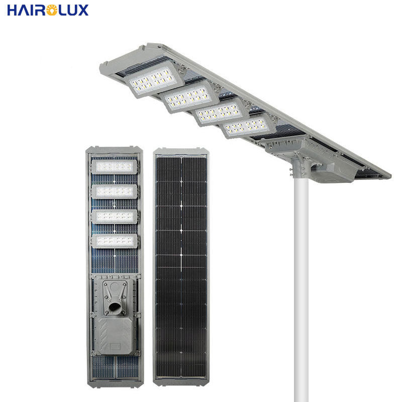 Hairolux IP65 Project Use 150lm 200W 300W 400W 500W Smart LiFePO4 Battery Aluminum PC LED Solar Street Light