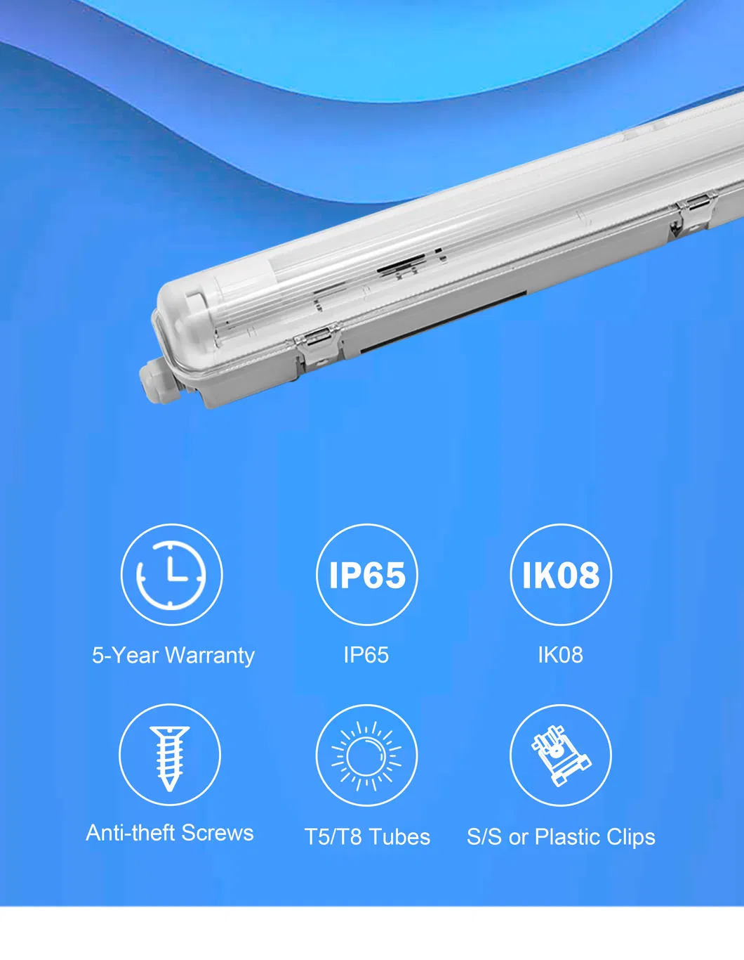 T8 LED Tube Light Waterproof Fixture