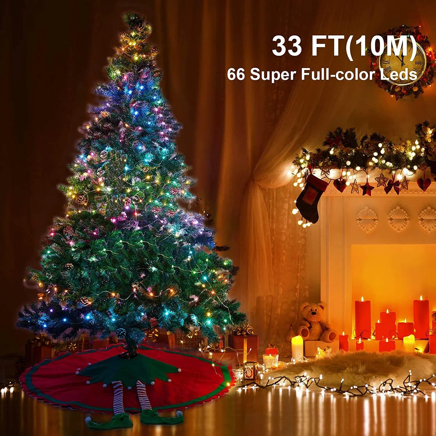 Multicolor RGB Copper Lights Smart APP Control Christmas LED String Light for Tree Outdoor Decoration