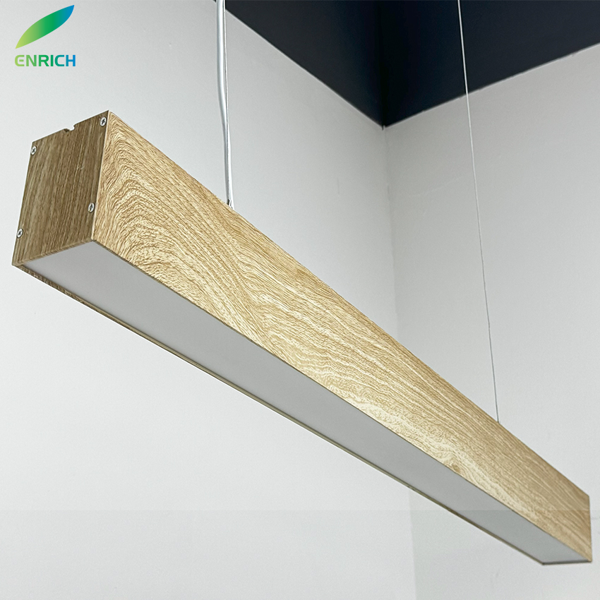 Wood LED Linear Modern LED Pendant Light Fixtures Ceiling Hanging Lights for Kitchen Island Dining Room