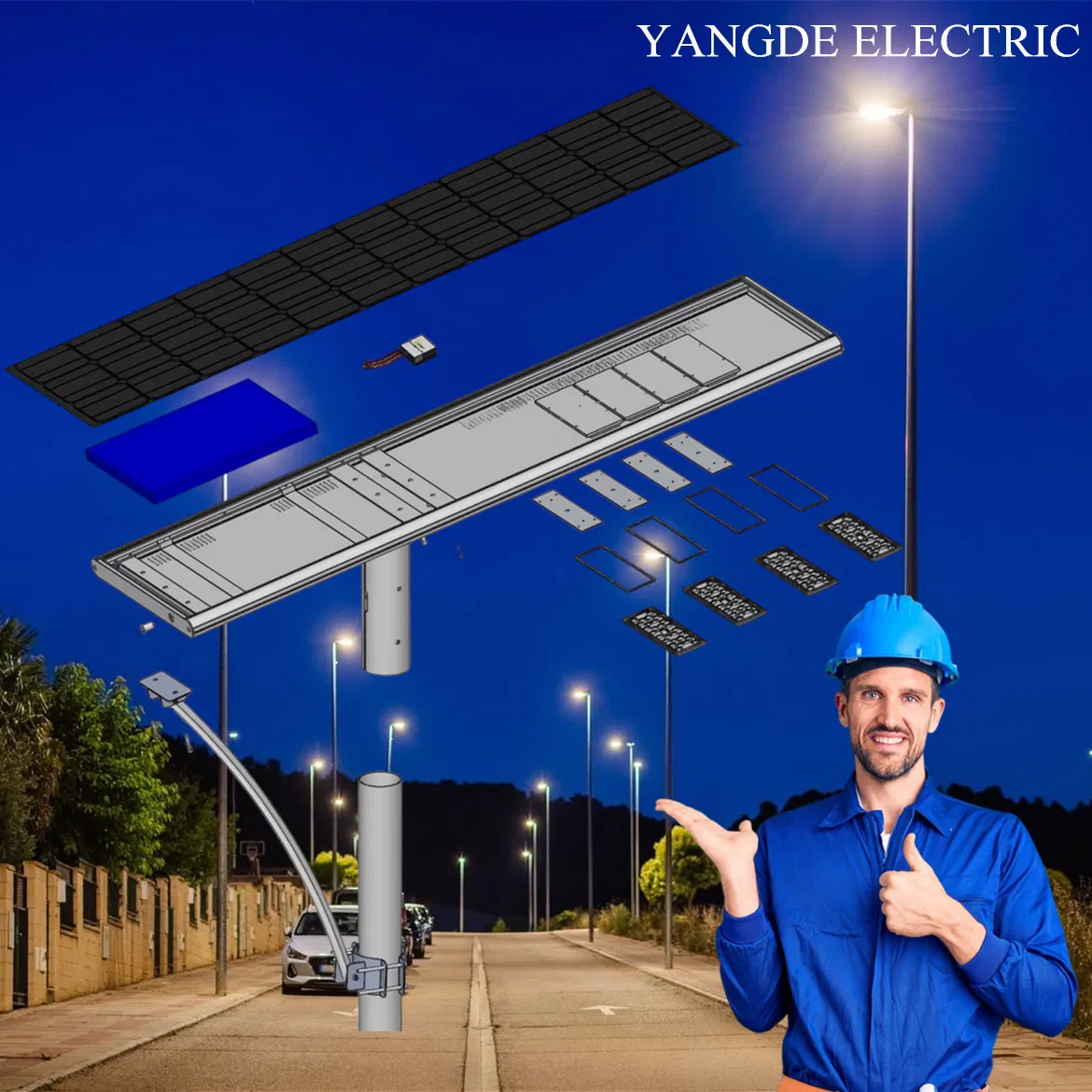 80W IP66 Intergrated All in One Lamp Pole Solar LED Street Light