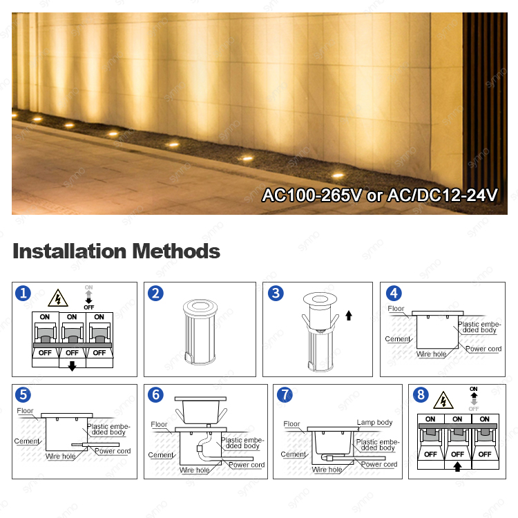 Waterproof IP65 Garden Ground Recessed Uplight Inground Spotlight LED Underground Light
