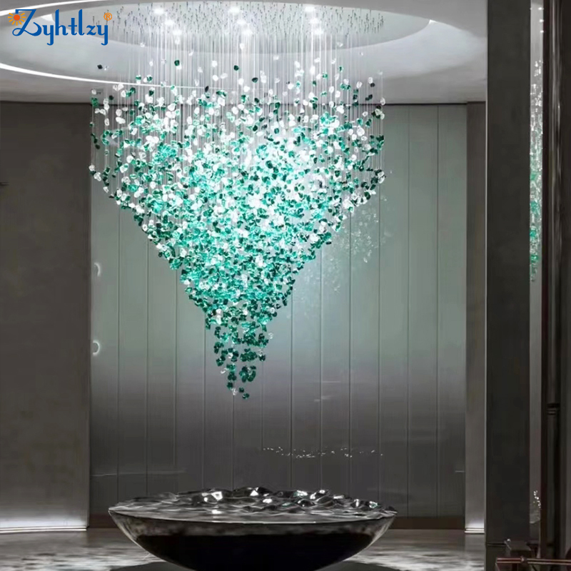 Custom Modern Hotel Lobby Villa Decoration LED Pendant Light Islamic Large Project LED Glass Chandelier Lighting (6134)