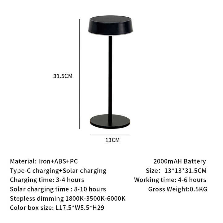 LED Touch Control Rechargeable Cordless Restaurant Solar Table Lamp Hotel Outdoor Wholesale Modern Nordic Dimmable Design Light