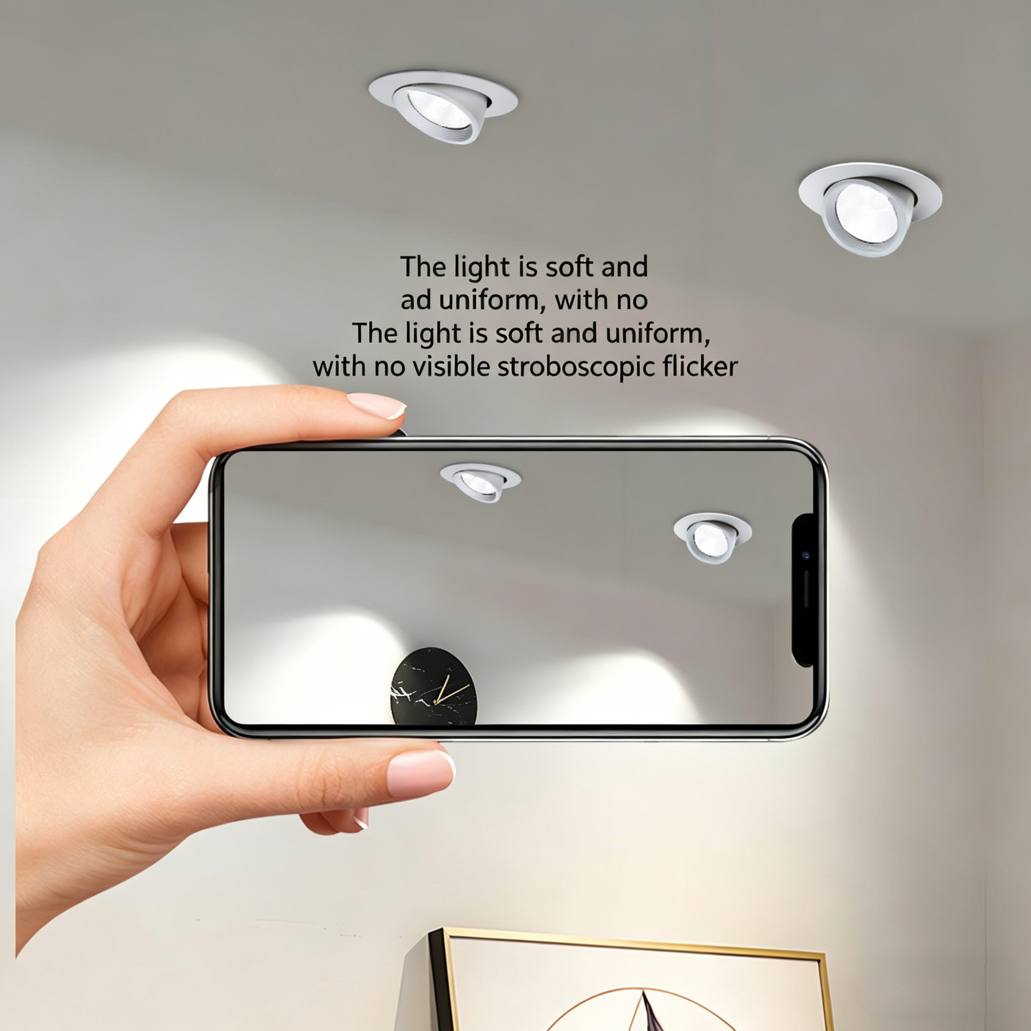 Modern LED COB Down Light Fixtures with Aluminum Construction Flexible Rotatable Gimbal Recessed Mount Warm White Lighting