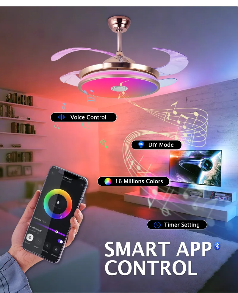 42inch Indoor Smart RGB Music LED Ceiling Light with Mobile APP Control