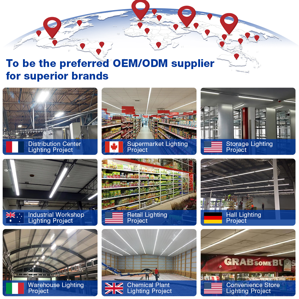 Surface Mounted Indoor Supermarket Aluminum 8 Foot 8ft Intergrated Fixture 4 Feet 4ft Linkable Linear Led T8 Shop Tube Lights