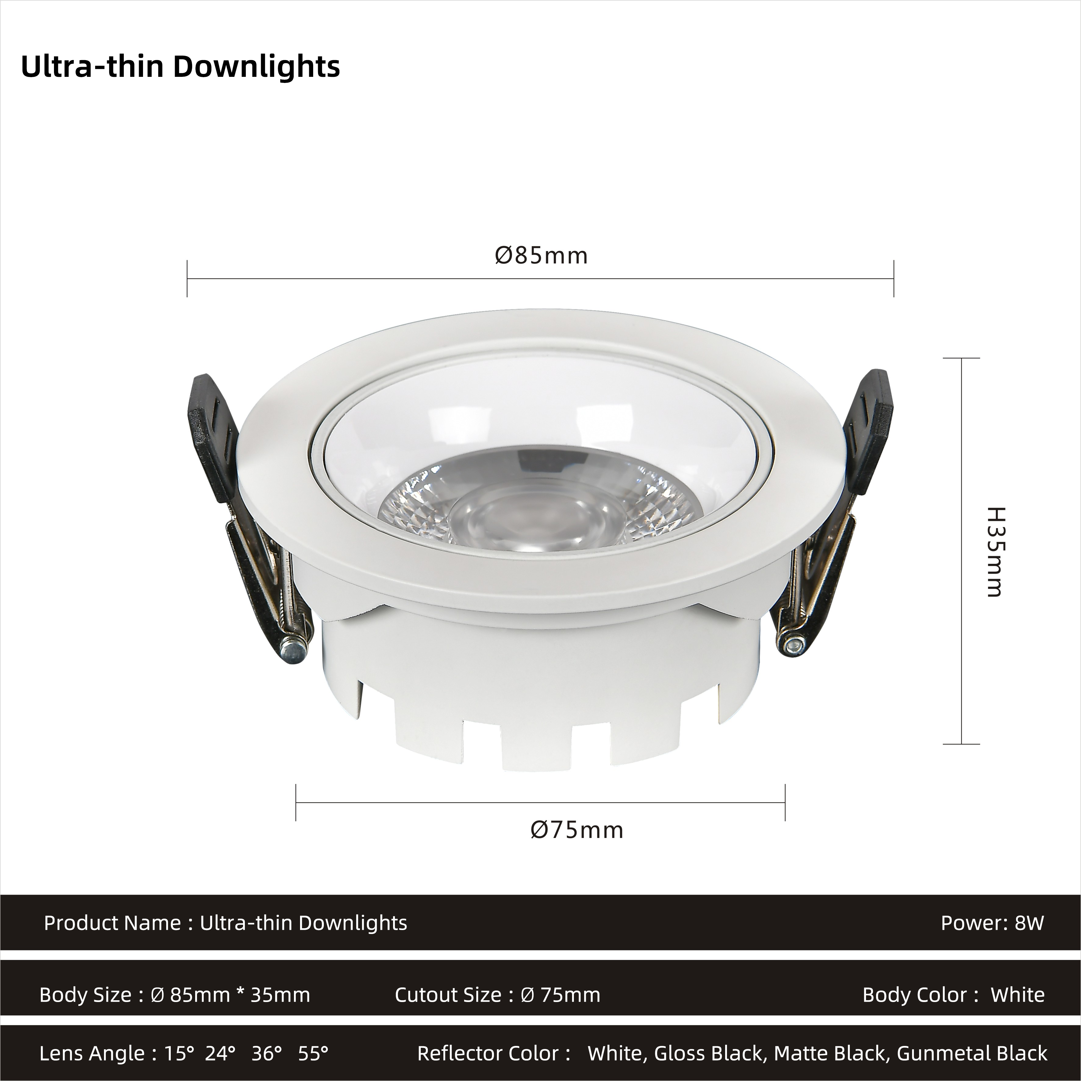 Ultra Slim Durlable LED Lighting Round Recessed Spotlight Downlight for Living Room Kitchen Bedroom