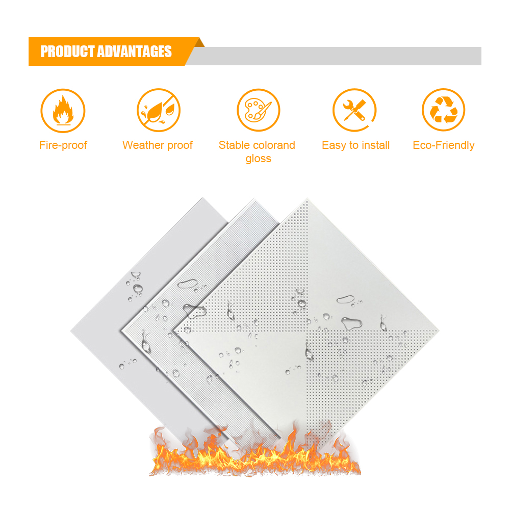 Waterproof 2x2 Perforated Aluminum Ceiling Board Metal Clip in Ceiling Tiles for Hospital/Office Interior Decoration