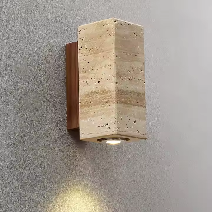 Italian Black Travertine Marble Decor Lamp LED Ceiling Light