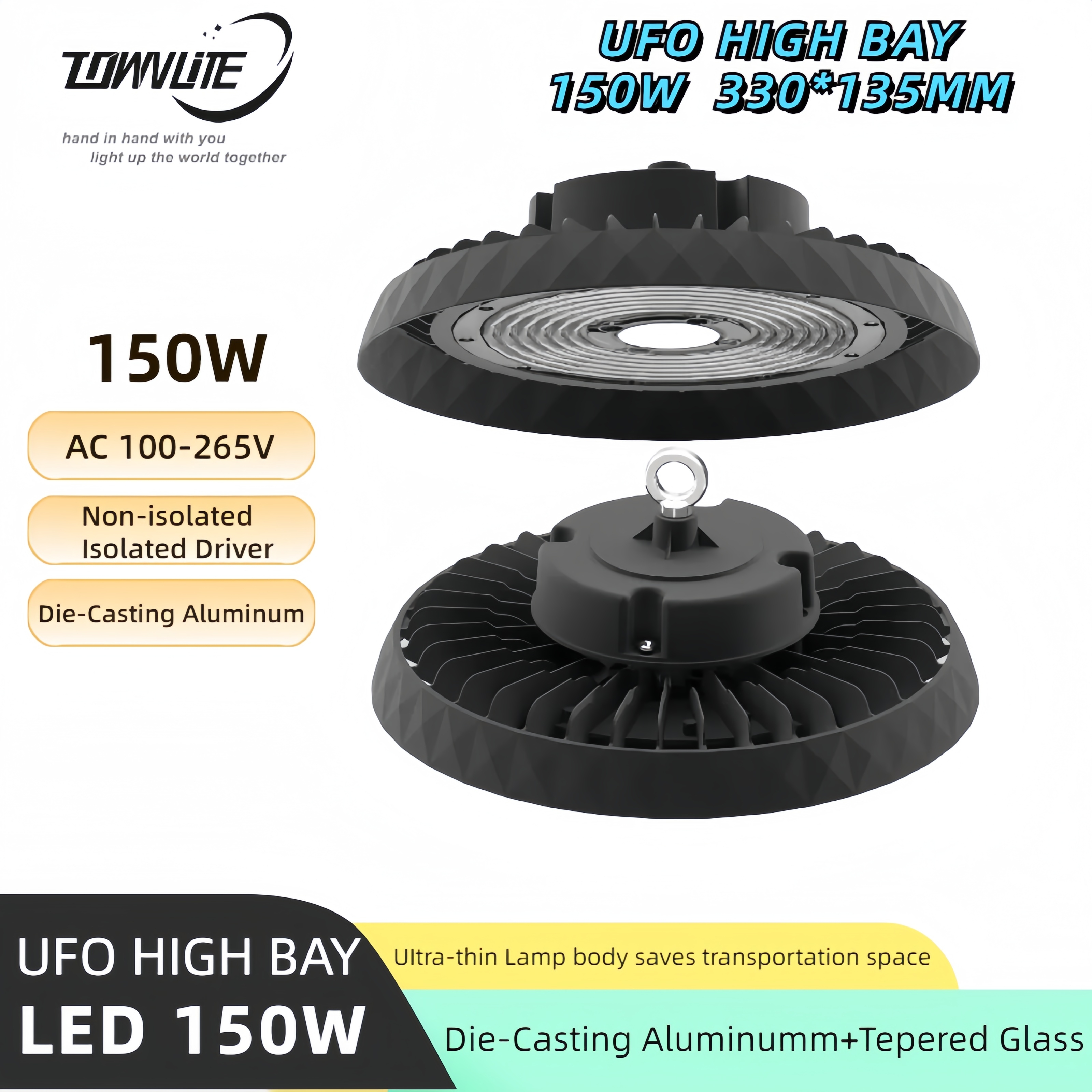 Hot Selling High Quality High Lumen 100W 150W 200W ufo LED High Bay Light with 120 Lm/w