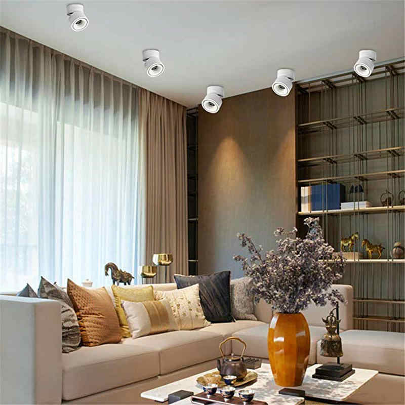 Black White 7W 12W 15W Living Room Ceiling Light COB LED 360 Degree Rotatable Surface Mounted LED Downlight Ceiling Spot Light