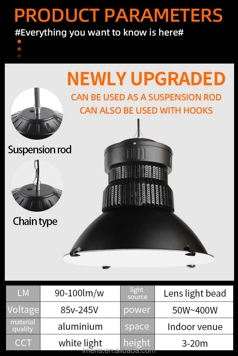 Ceiling Industrial LED High Bay Light 150W/100W IP44 Rated 120 Beam Angle 6000K Daylight Factory Warehouse High Ceiling Light