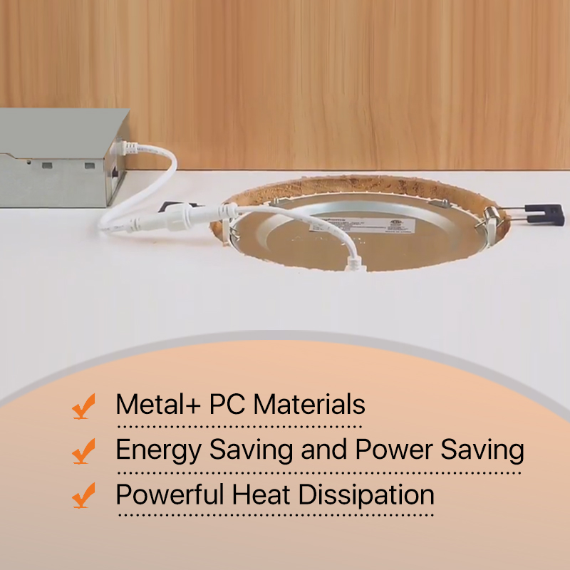 6 Inch LED Recessed Ceiling Light Dimmable 5CCT 12W 1000LM ETL Certified Ultra-Thin Canless Wafer Downlight For Bathroom Kitchen