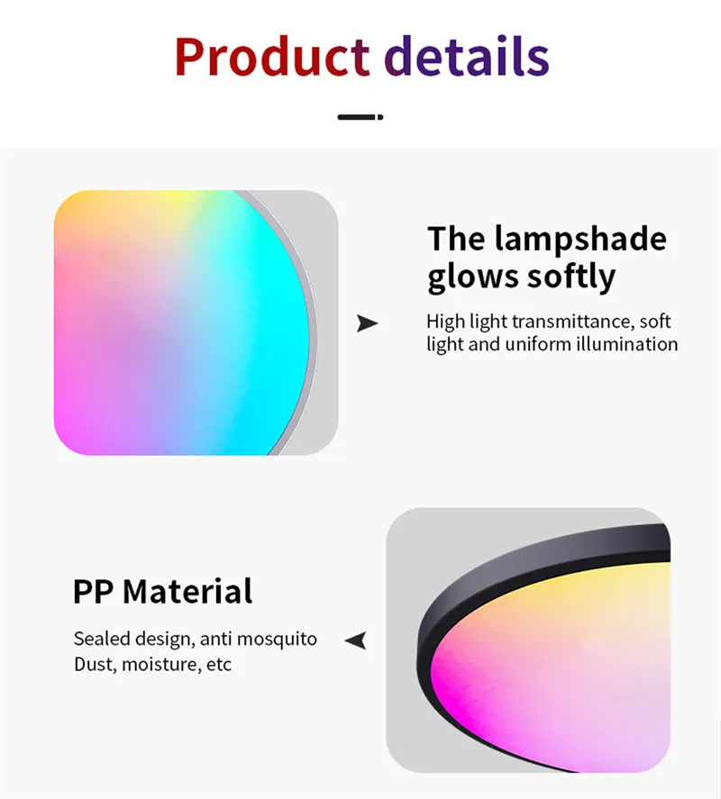 Tuya WiFi RGB Smart LED Ceiling Light Dimmable APP Control Color Changing Surface Mount Indoor Lamp
