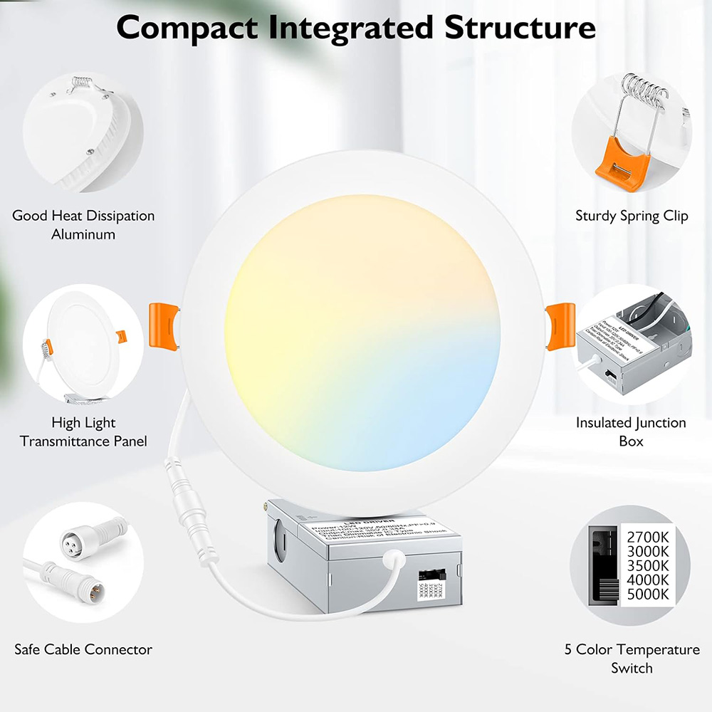9W 12W Led Slim Down Light ultra Slim Round 6 Inch 5CCT Dimmable Shape Recessed Ceiling Smd Led Panel Lights ETL Certified