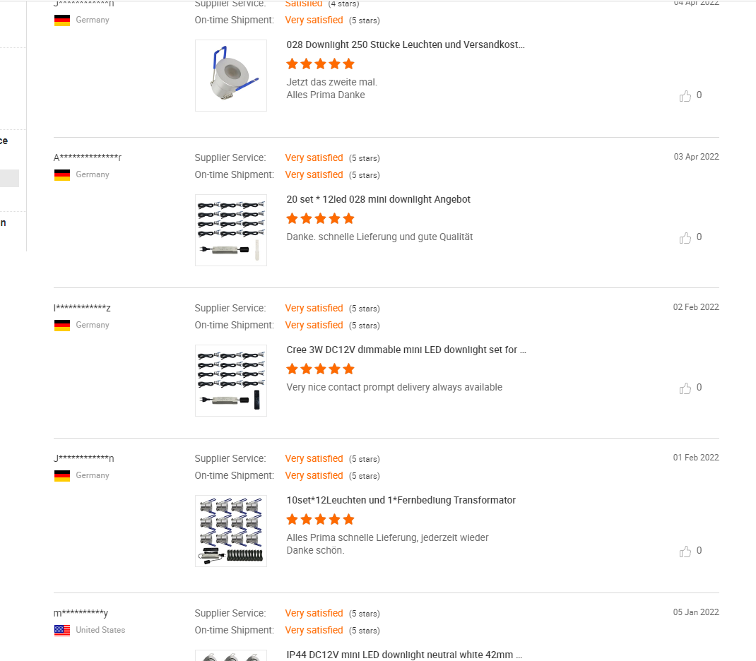 Customer Feedback Screenshot