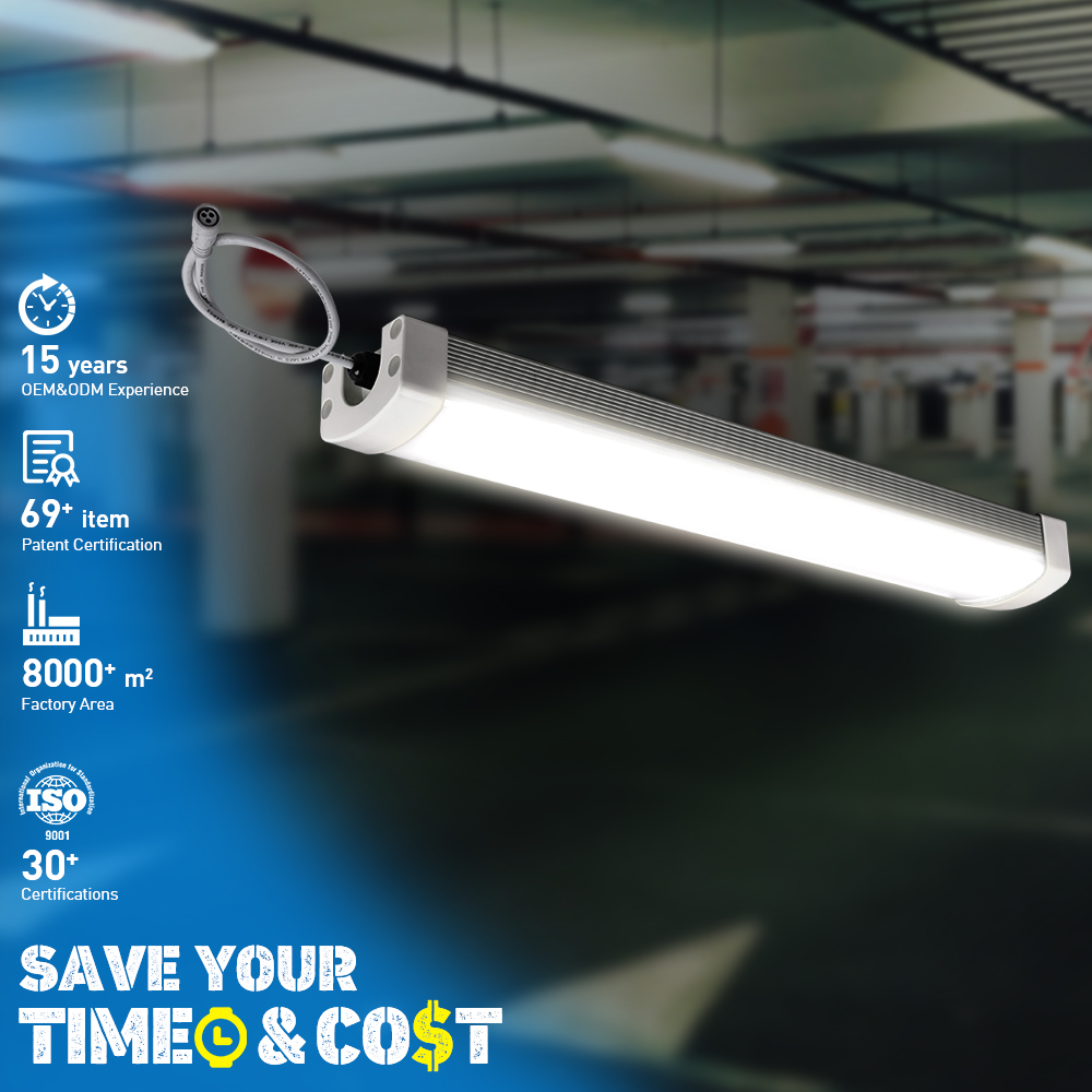 LONYUNG Tri-proof LED Lights ETL CE RCM 0.6-2.4m Aluminum Surface Mounted Linkable Triproof Light For Warehouses Factory