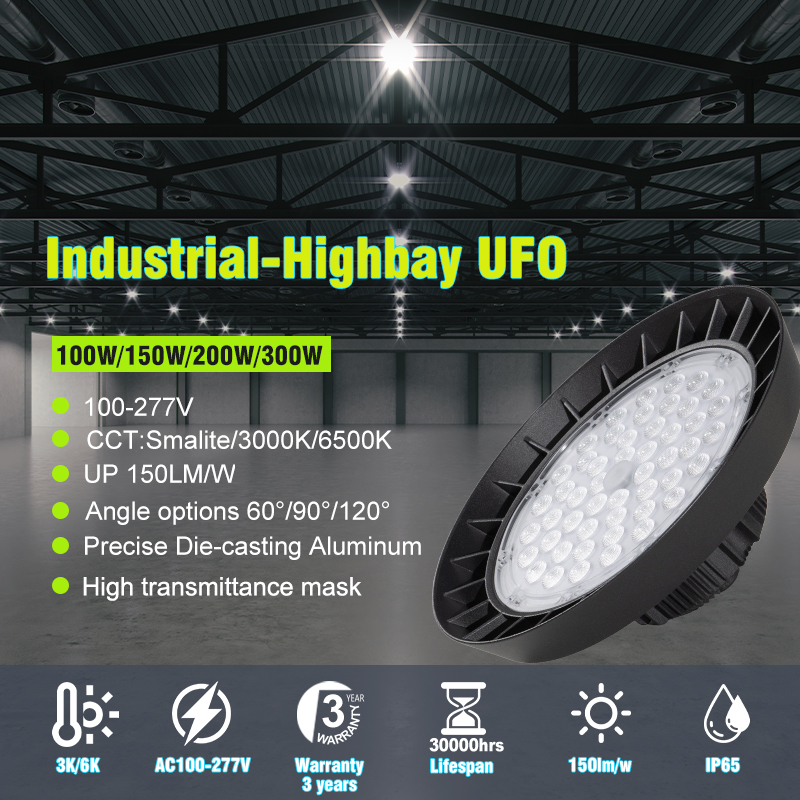 10V Dimmable 6500K IP65 Waterproof Industrial UFO Highbay Light Fixture