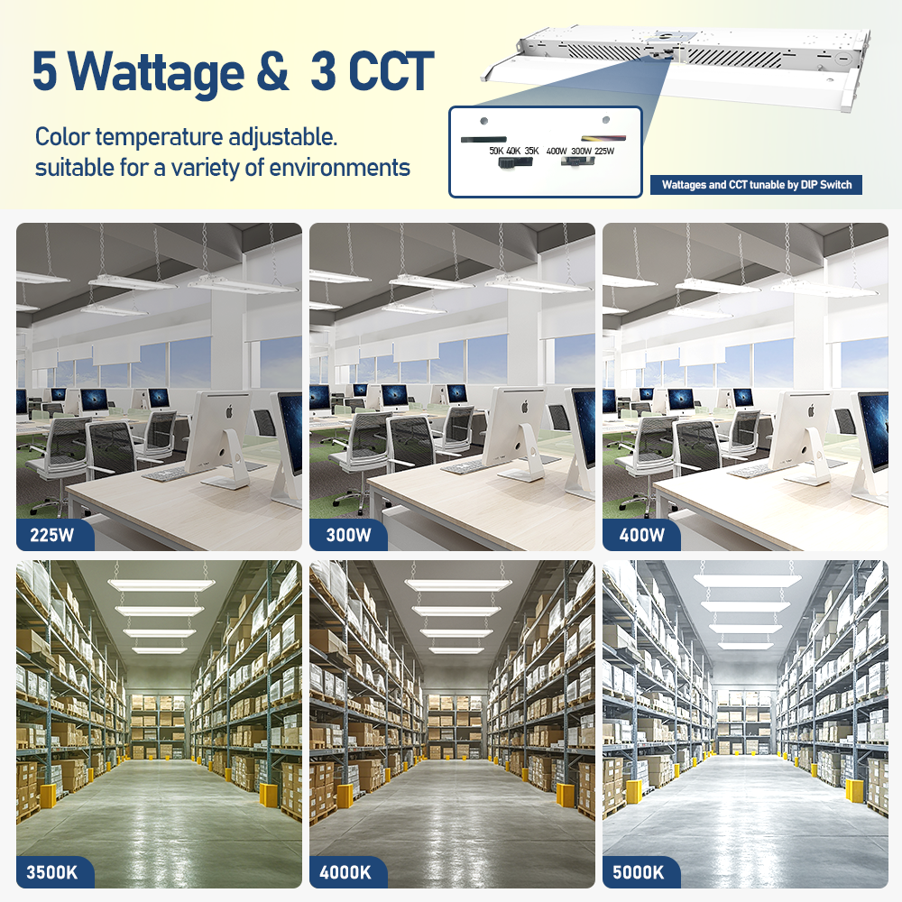 USA In Stock High Bay Linear Lights Pendant CCT Power Adjustable 2FT 3FT 4FT Linear LED Highbay Light With UL ETL DLC