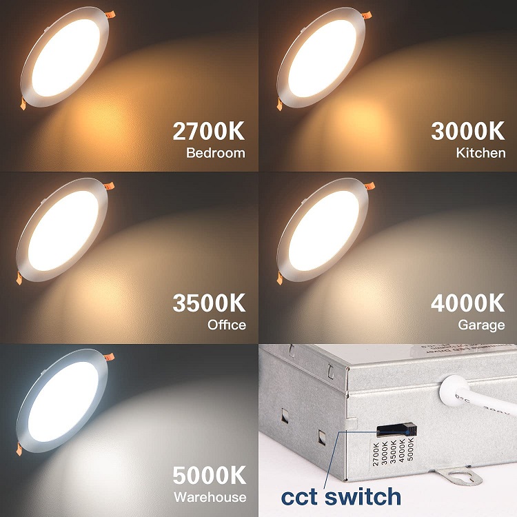 H1 ETL US Standard 4inch 6 Inch 3CCT 5CCT Selectable Ultra-Thin LED Retrofit Recessed Ceiling Panel Down Light With Junction Box