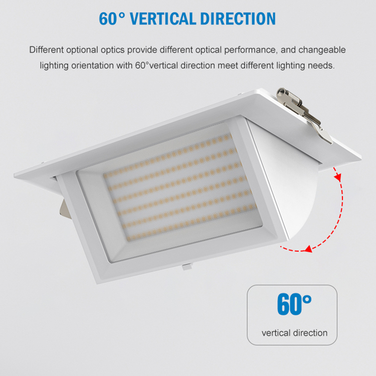 Customized Dimmable Gypsum Ceiling Led Downlight Double square Downlight Recessed Linear Led Light Ip44 Project Commercial Lamp