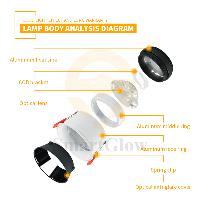 Factory Price Anti Glare Downlights Recessed Ceiling LED Down Light 5W 7W 10W 12W 15W Retrofit Bridgelux Chip COB LED Downlight