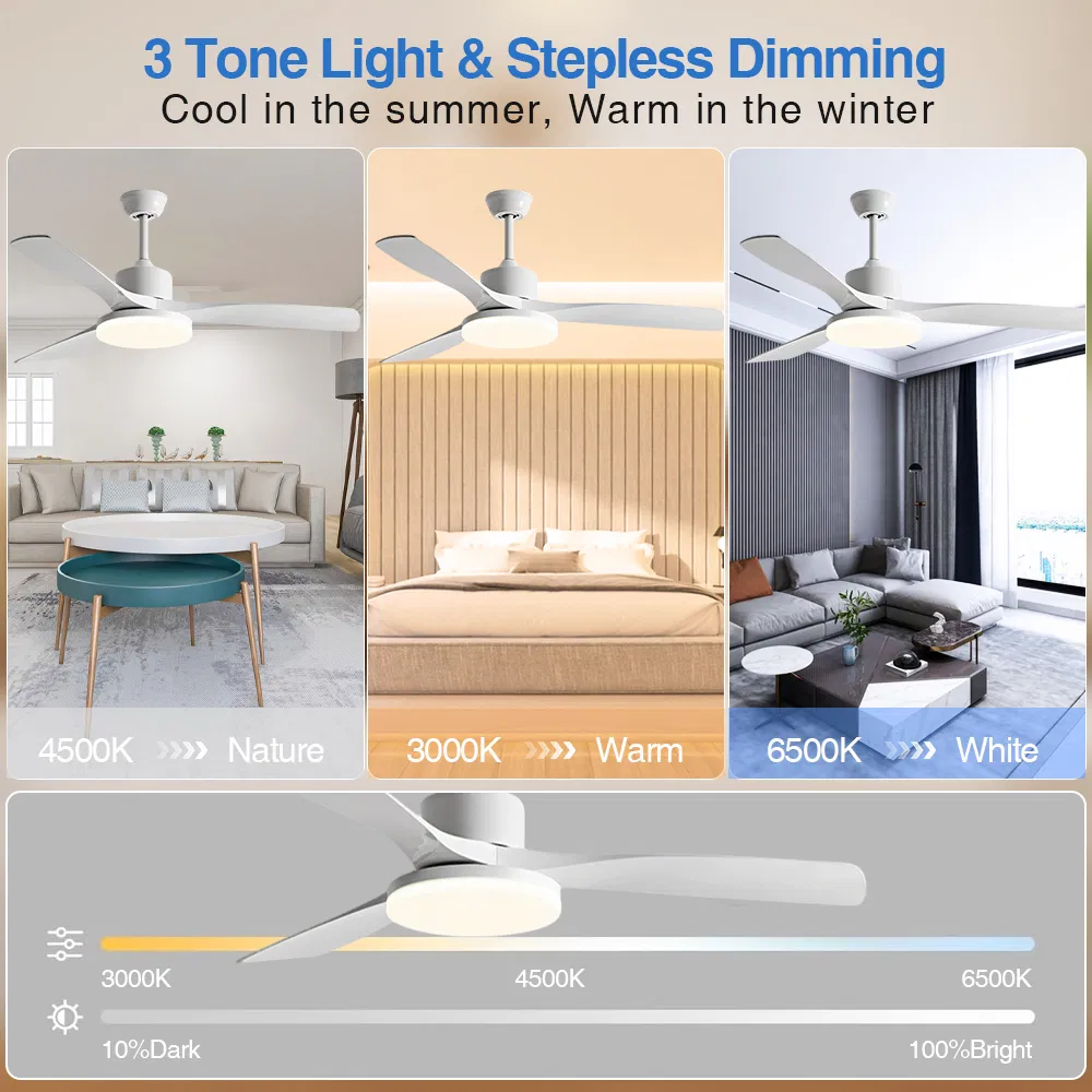 Smart Ceiling Fan Light, Matte ABS Blades, Wi-Fi Control, Works with APP