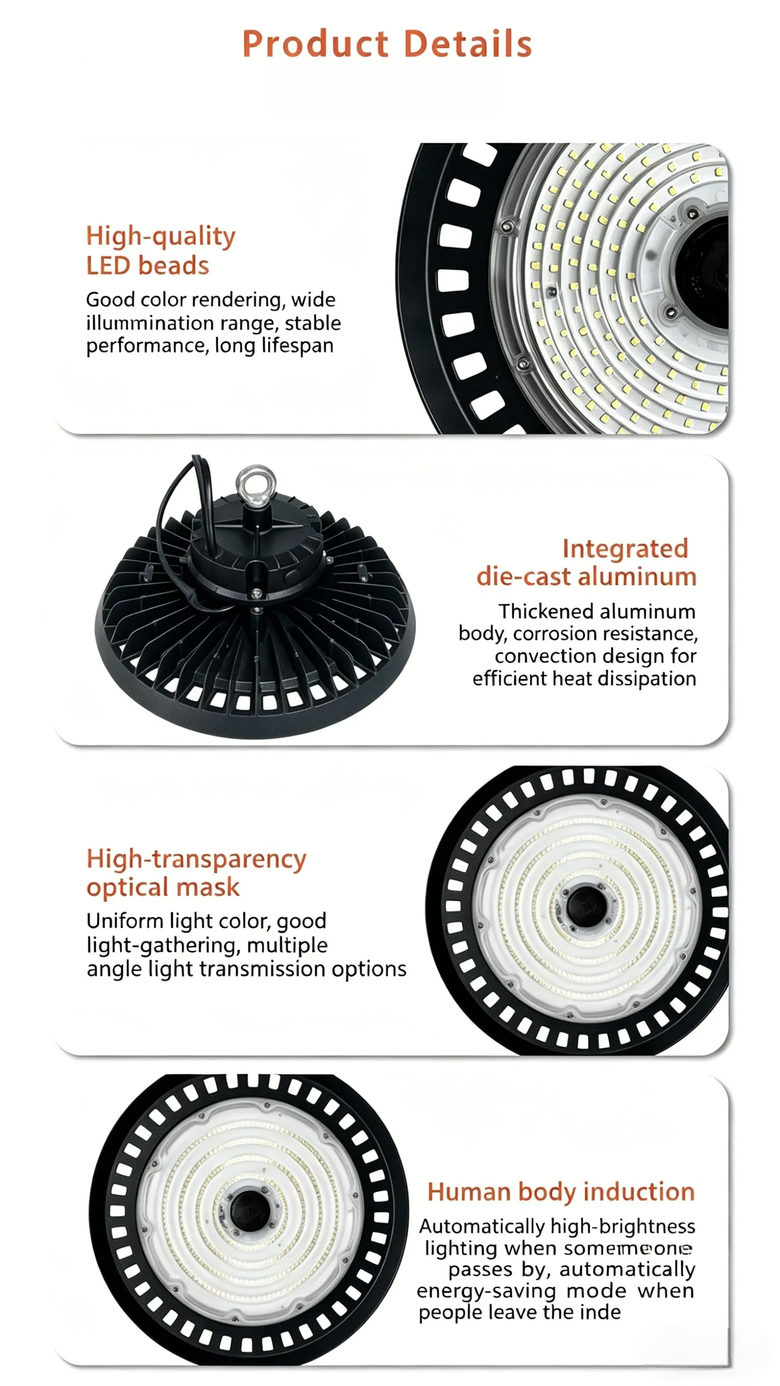 240W UFO High Bay Light Anti Glare LED Industrial Ceiling Lamp High Lumen Waterproof Energy Saving Light for Factory Workshop Warehouse Garage