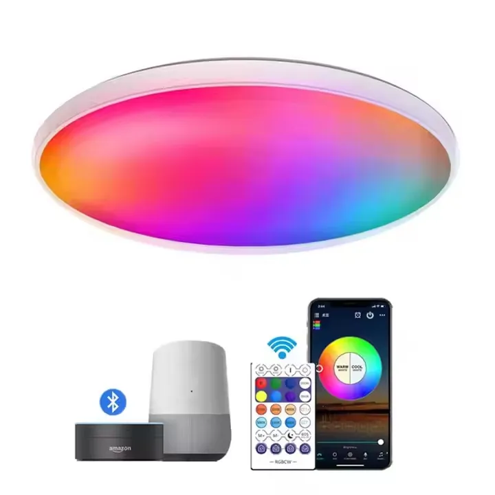 Dimmable RGB CCT Color Light Smart Home Voice Control Round I-Link APP LED Ceiling Light with Remote Control