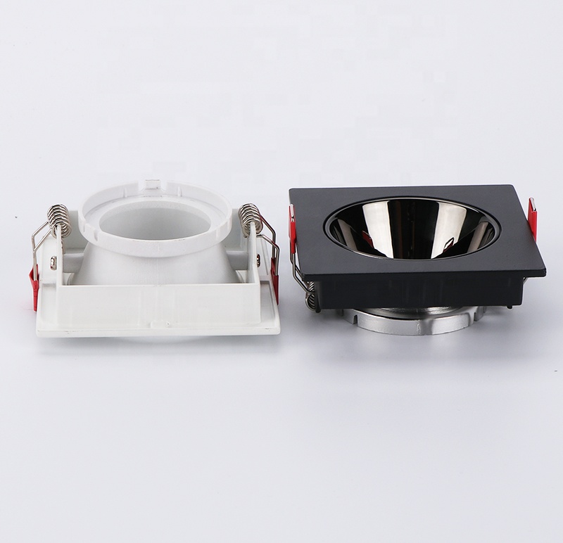 Mr16 Module &amp; GU10 Housing Frame Adjustable Square LED Downlight With Casing &amp; Camera Fixture Recessed Fitting For MR16 GU10