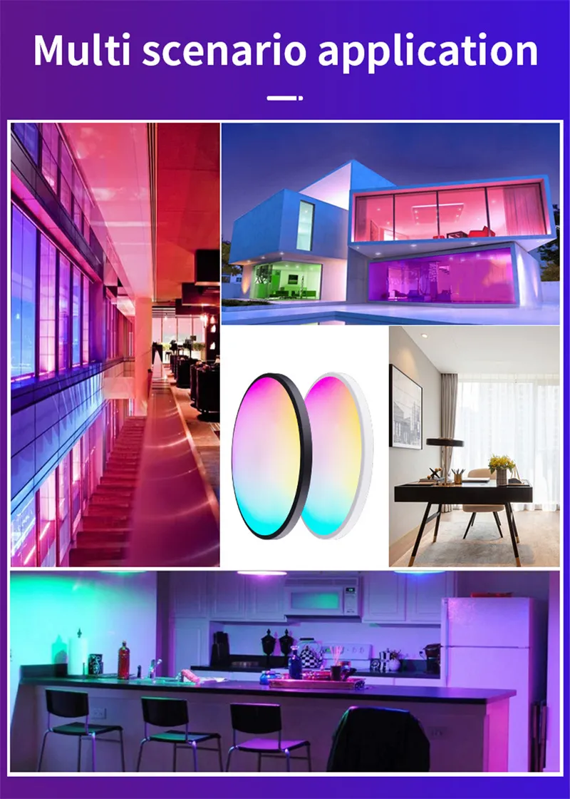 Tuya WiFi RGB Smart LED Ceiling Light Dimmable APP Control Color Changing Surface Mount Indoor Lamp
